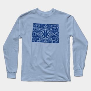 Blue Colorado State Gift Mandala Yoga CO Art Long Sleeve T-Shirt